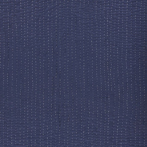 60" X 50" Blue Kantha Cotton Throw Blanket with Embroidery
