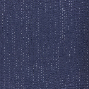 60" X 50" Blue Kantha Cotton Throw Blanket with Embroidery