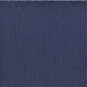 60" X 50" Blue Kantha Cotton Throw Blanket with Embroidery