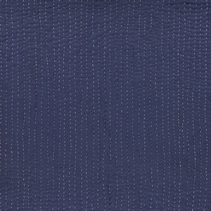60" X 50" Blue Kantha Cotton Throw Blanket with Embroidery