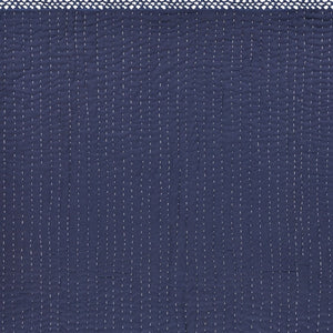 60" X 50" Blue Kantha Cotton Throw Blanket with Embroidery