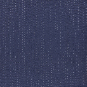 60" X 50" Blue Kantha Cotton Throw Blanket with Embroidery