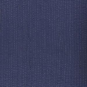 60" X 50" Blue Kantha Cotton Throw Blanket with Embroidery