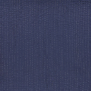 60" X 50" Blue Kantha Cotton Throw Blanket with Embroidery