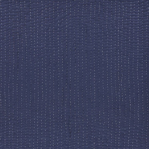 60" X 50" Blue Kantha Cotton Throw Blanket with Embroidery