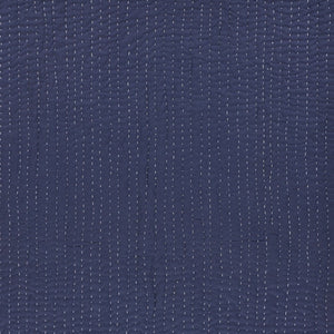 60" X 50" Blue Kantha Cotton Throw Blanket with Embroidery