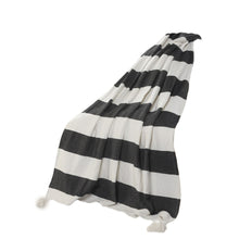 50" X 60" Blue and White Cotton Woven Striped Throw Blanket with Tassels
