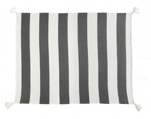 50" X 60" Blue and White Cotton Woven Striped Throw Blanket with Tassels