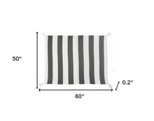 50" X 60" Gray and White Woven Cotton Striped Throw Blanket with Tassels