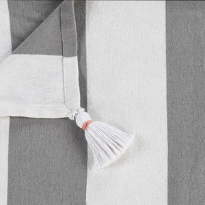 50" X 60" Blue and White Cotton Woven Striped Throw Blanket with Tassels