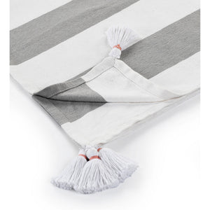 50" X 60" Blue and White Cotton Woven Striped Throw Blanket with Tassels