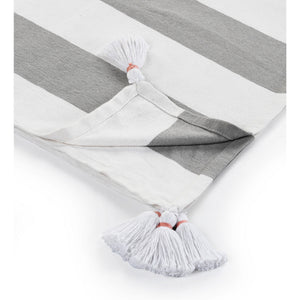 50" X 60" Blue and White Cotton Woven Striped Throw Blanket with Tassels