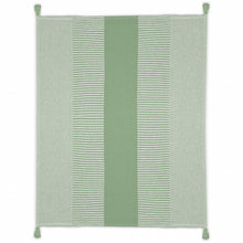 60" X 50" Green Woven Cotton Striped Throw Blanket with Tassels