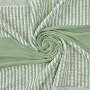 60" X 50" Green Woven Cotton Striped Throw Blanket with Tassels