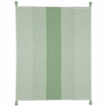 60" X 50" Green Woven Cotton Striped Throw Blanket with Tassels