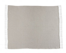 50" X 60" Gray and White Woven Cotton Geometric Throw Blanket with Fringe