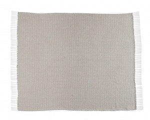 50" X 60" Gray and White Woven Cotton Geometric Throw Blanket with Fringe