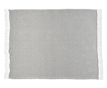 50" X 60" Gray and White Woven Cotton Geometric Throw Blanket with Fringe