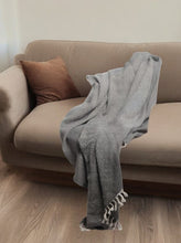 50" X 60" Blue and White Woven Cotton Geometric Throw Blanket with Fringe