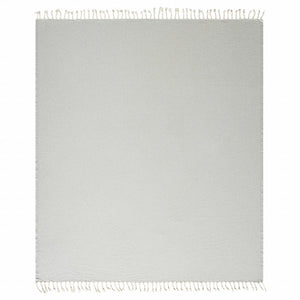50" X 60" Blue and White Woven Cotton Geometric Throw Blanket with Fringe