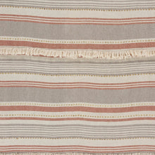 60" X 50" Beige Woven Cotton Striped Throw Blanket with Fringe