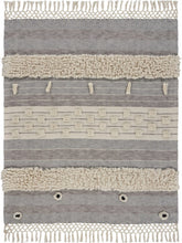 60" X 50" Gray Woven Cotton Striped Throw Blanket with Fringe