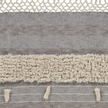 60" X 50" Gray Woven Cotton Striped Throw Blanket with Fringe