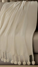60" X 50" Cream Woven Cotton Chevron Throw Blanket with Tassels
