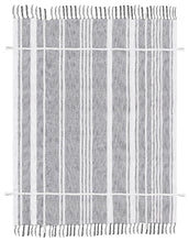 50" X 60" Gray and White Kantha Cotton Striped Throw Blanket with Embroidery