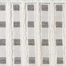 60" X 50" Gray and White Woven Cotton Checkered Throw Blanket with Fringe