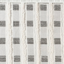 60" X 50" Gray and White Woven Cotton Checkered Throw Blanket with Fringe
