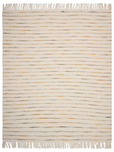 50" X 60" Cream Kantha Cotton Striped Throw Blanket with Embroidery