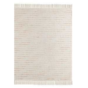 50" X 60" Cream Kantha Cotton Striped Throw Blanket with Embroidery