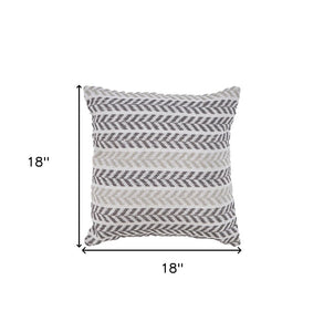 18" Gray and White Throw Pillow