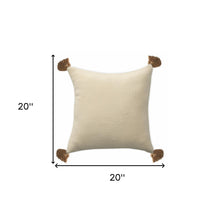 20" X 20" Gray And Beige 100% Cotton Zippered Pillow