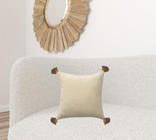 20" X 20" Gray And Beige 100% Cotton Zippered Pillow