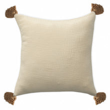 20" X 20" Gray And Beige 100% Cotton Zippered Pillow
