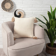 20" X 20" Gray And Beige 100% Cotton Zippered Pillow