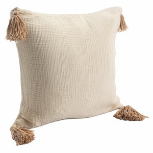 20" X 20" White And Blue 100% Cotton Zippered Pillow