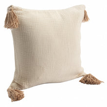 20" X 20" Gray And Beige 100% Cotton Zippered Pillow
