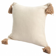 20" X 20" Gray And Beige 100% Cotton Zippered Pillow