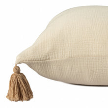 20" X 20" Gray And Beige 100% Cotton Zippered Pillow