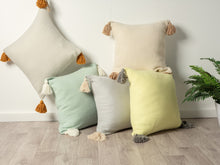 20" X 20" Gray And Beige 100% Cotton Zippered Pillow