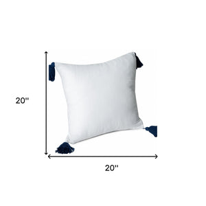 20" X 20" Gray And Beige 100% Cotton Zippered Pillow
