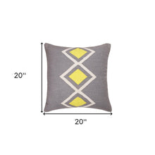 20" X 20" Gray White And Yellow 100% Cotton Geometric Zippered Pillow