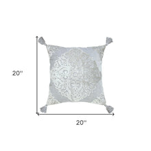 20" X 20" Silver Gray And Light Gray Viscose Zippered Pillow
