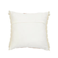 20" Gray And Ivory Cotton Color Block Throw Pillow with Fringe