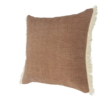 20" Gray And Ivory Cotton Color Block Throw Pillow with Fringe