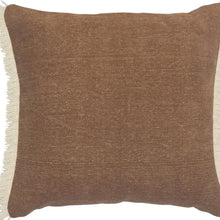 20" Gray And Ivory Cotton Color Block Throw Pillow with Fringe