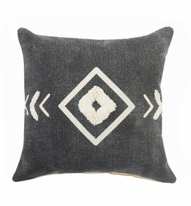 20" X 20" White And Black 100% Cotton Geometric Zippered Pillow